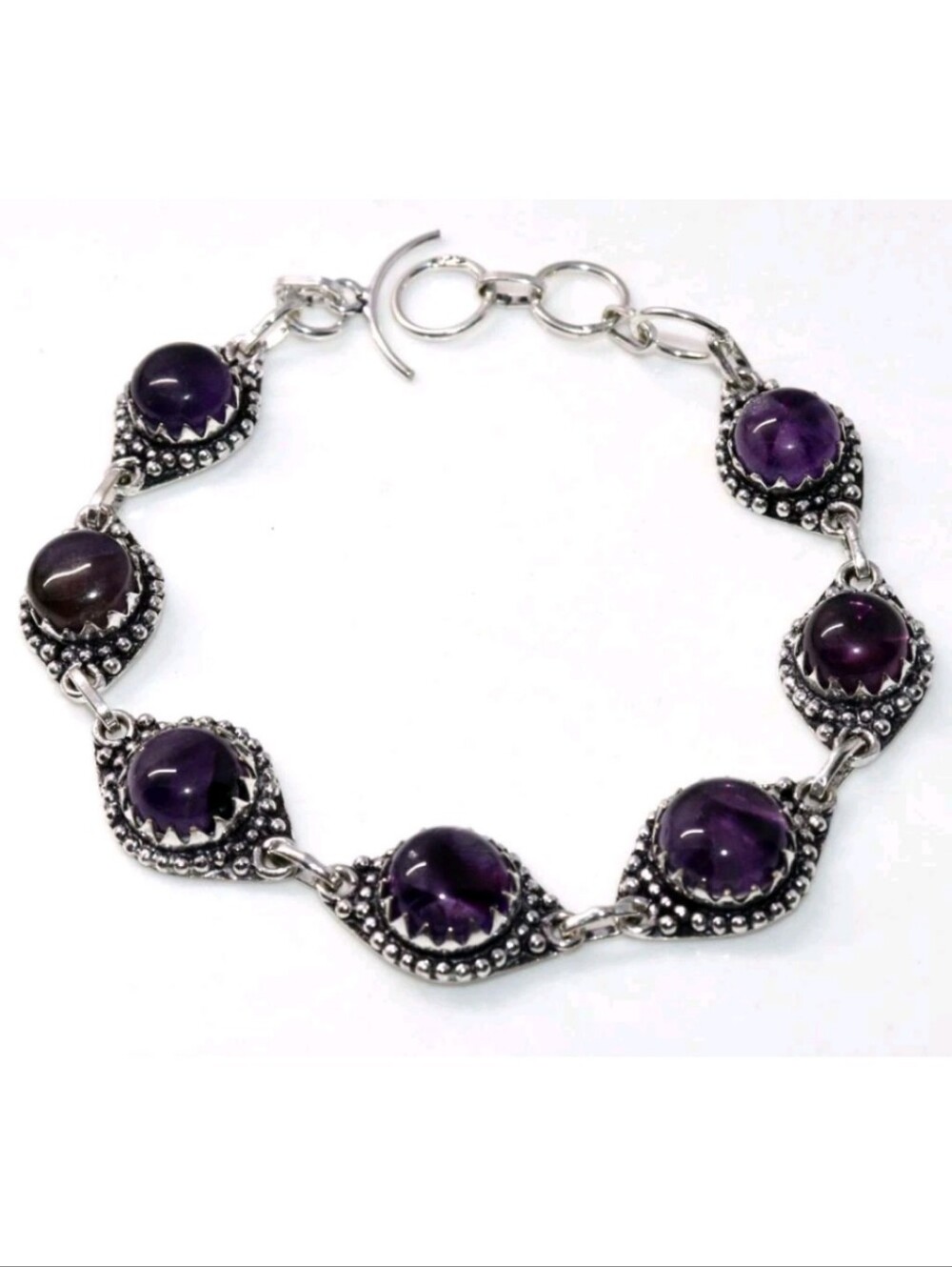 Amethyst Gemstone Jewelry 925 Sterling Silver Handmade Bracelet